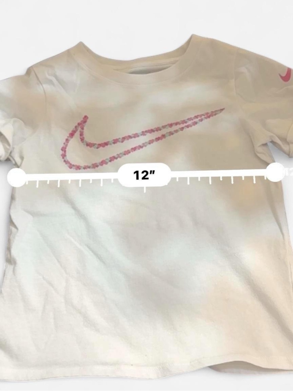 Nike Kids White Short-Sleeve Tee with Pink Floral Swoosh